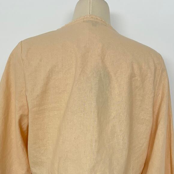 The Shore Brand Linen Tie Front Cropped Top Peach Parfait XL NWT - Picture 7 of 11